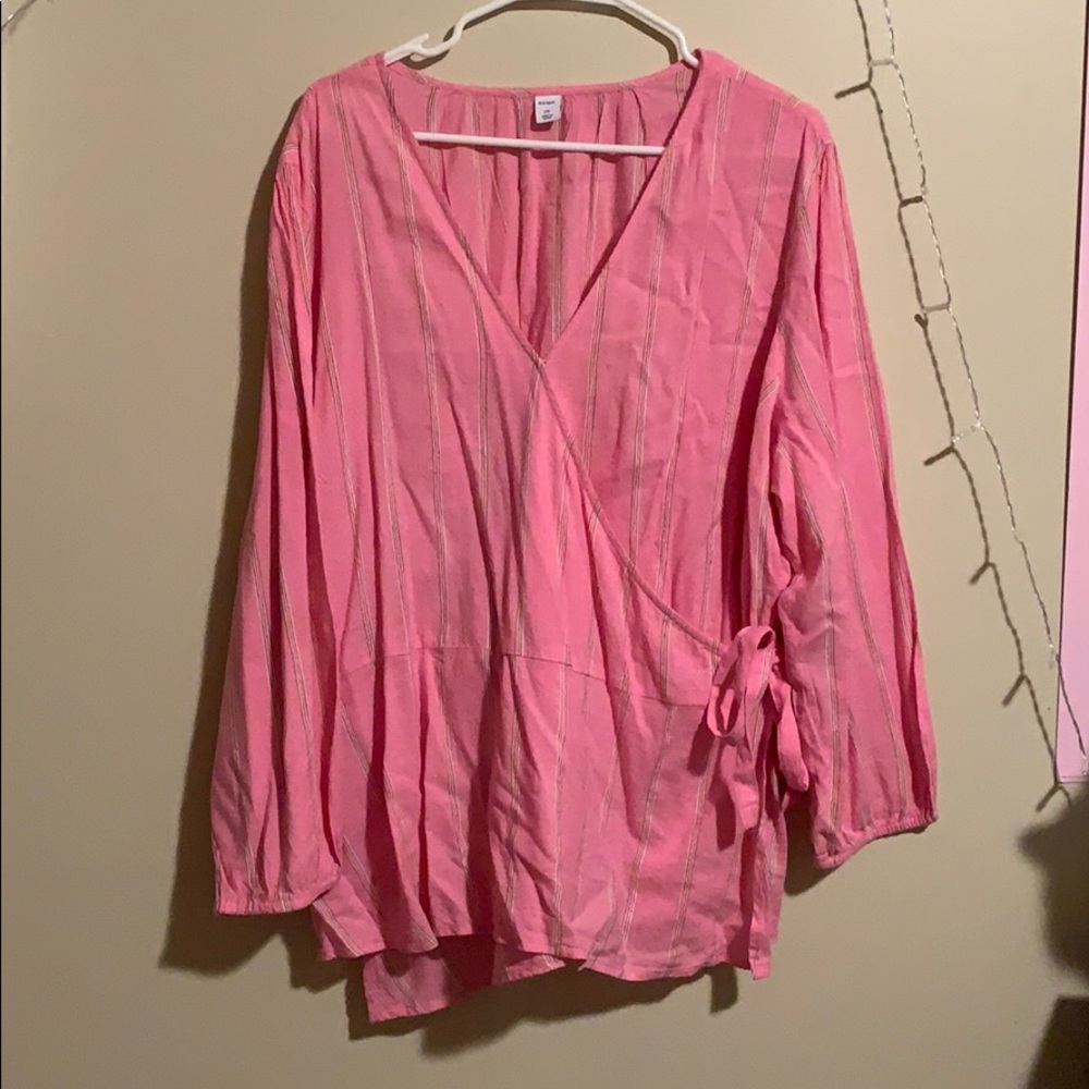 Pink stripped wrap long sleeve
